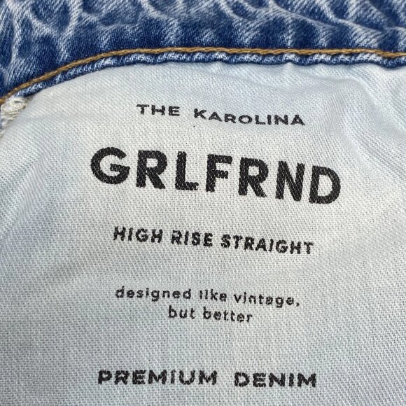 GRLFRND Women's Karolina High Rise Straight Crop Jeans Blue Size 23 Fray Hem - Picture 6 of 10